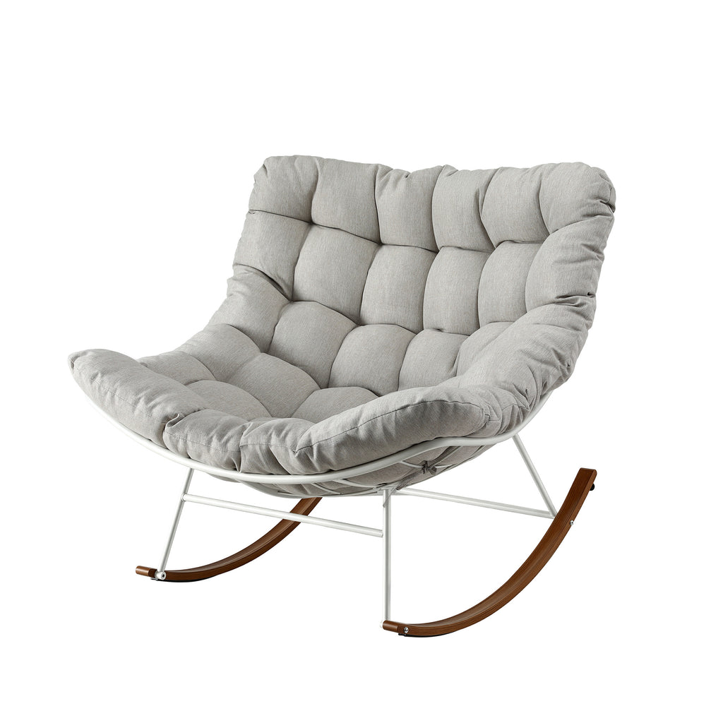 Gardeon Outdoor Rocking Chair Furniture Papasan Recliner Garden Patio Lounge Setting White