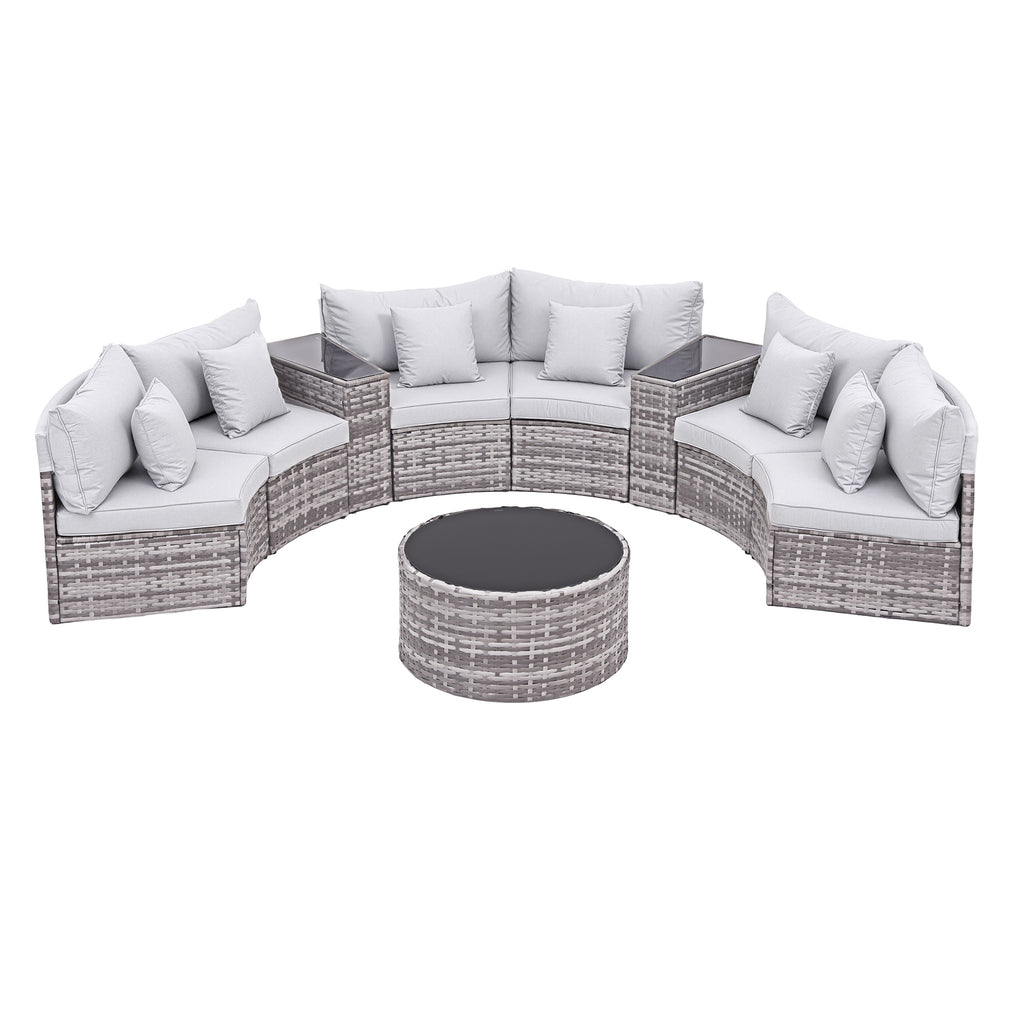 Gardeon 6 Seater Outdoor Sofa Set 9PCS Table Chair Set Garden Rattan Patio Furniture