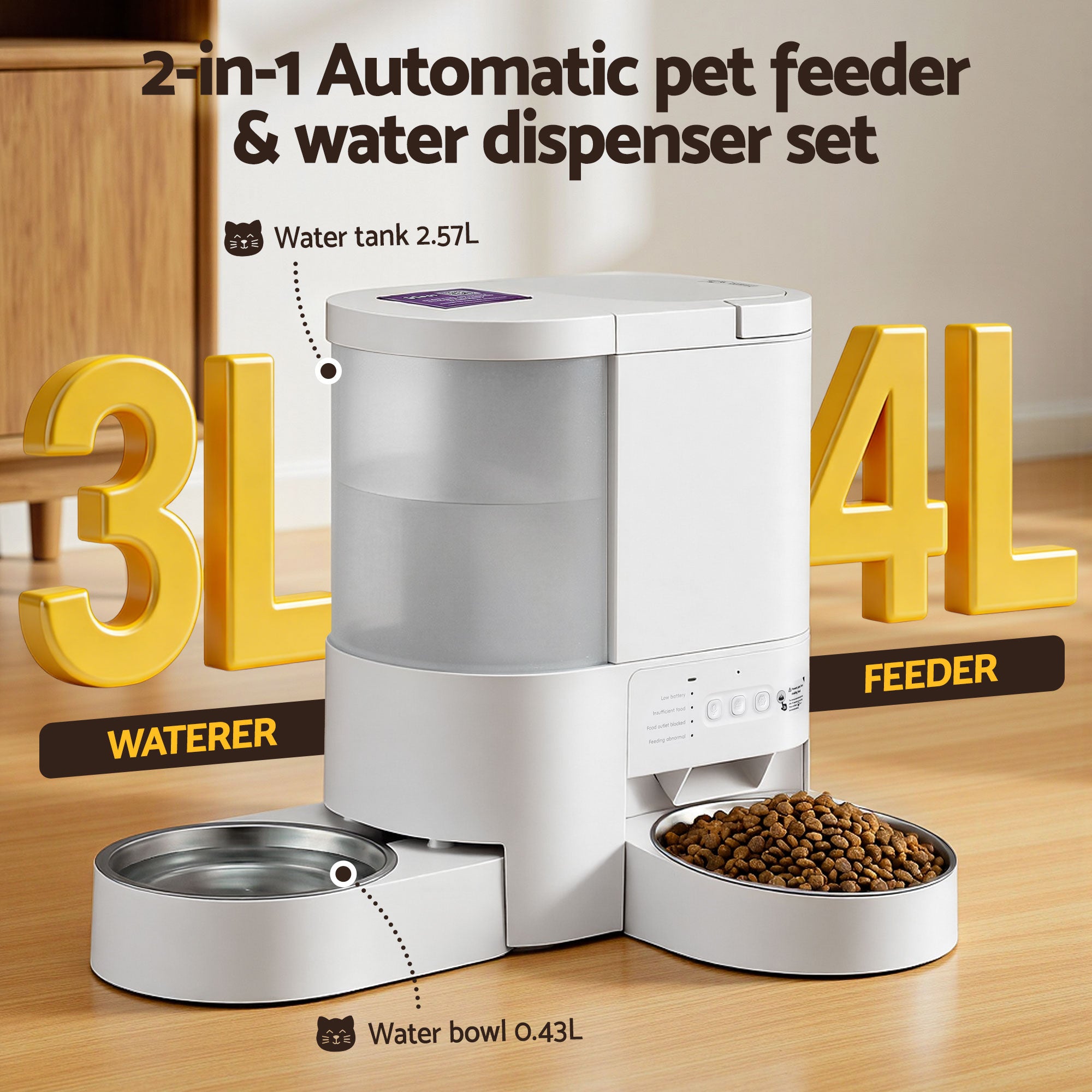 Automatic 2-in-1 Pet Feeder & Water Dispenser