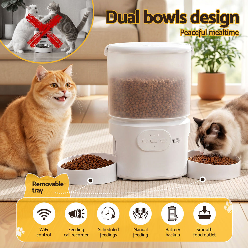Automatic Dual Bowl Pet Feeder & Smart Dispenser