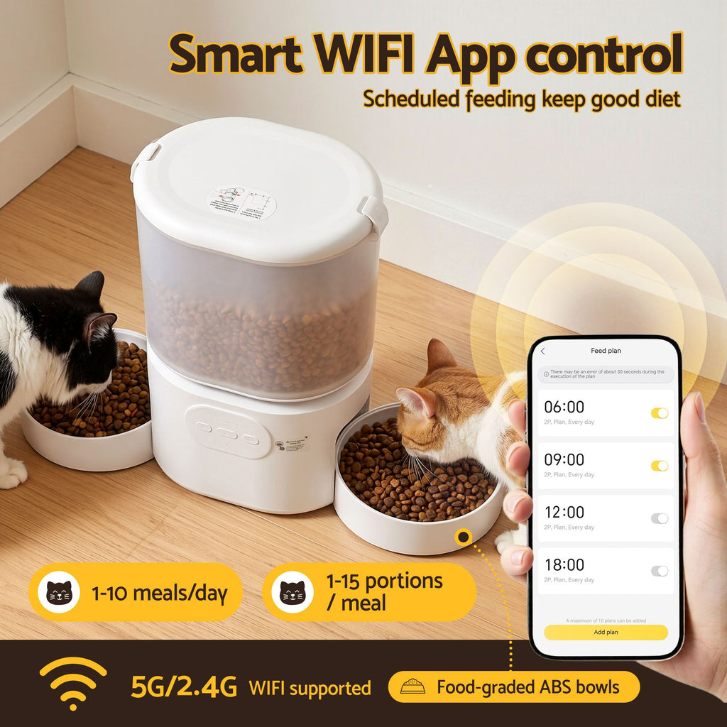 Automatic Dual Bowl Pet Feeder & Smart Dispenser