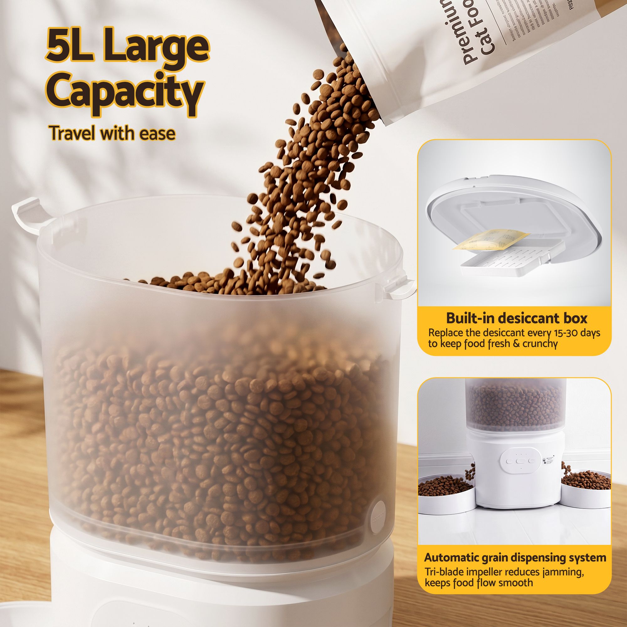 Automatic Dual Bowl Pet Feeder & Smart Dispenser