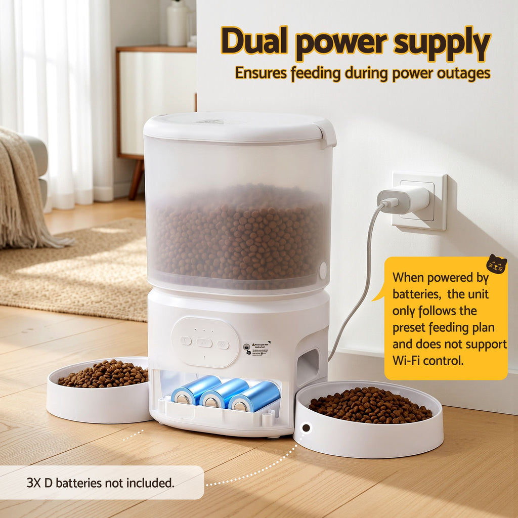 Automatic Dual Bowl Pet Feeder & Smart Dispenser