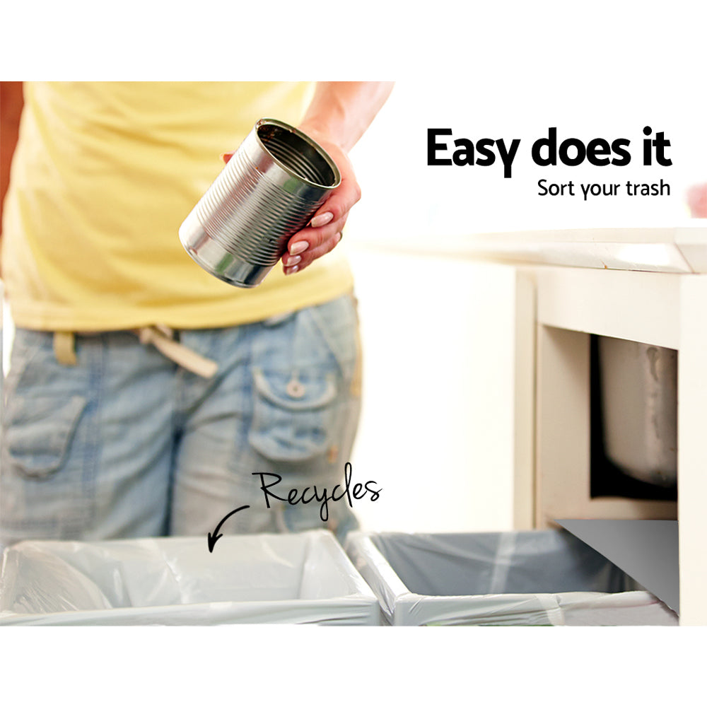 Cefito 2 × 15L Pull-Out Kitchen Bin – Grey