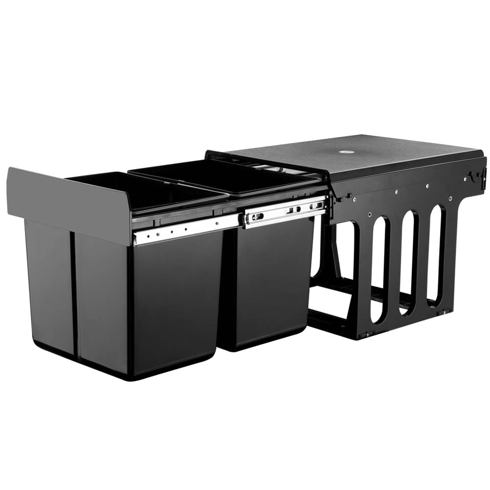 Cefito 2 × 15L Pull-Out Kitchen Bin – Black