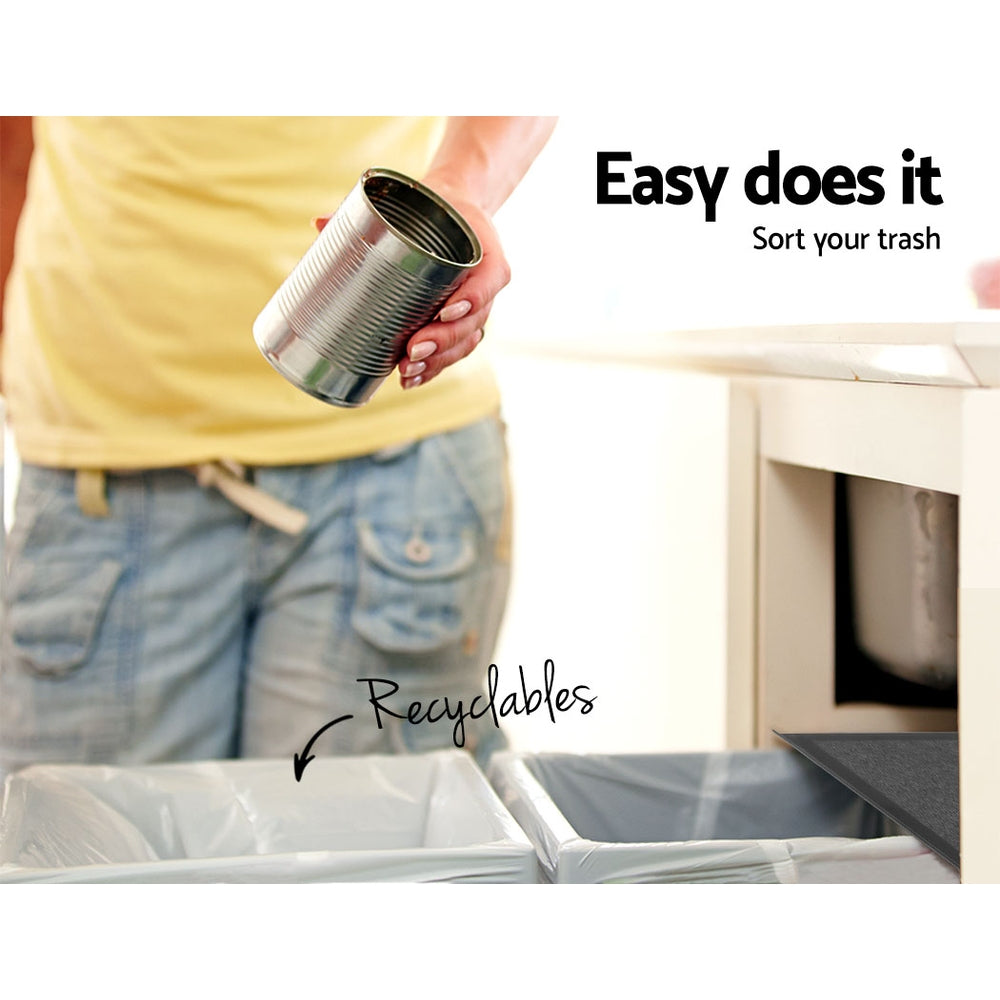 Cefito 2 × 15L Pull-Out Kitchen Bin – Black