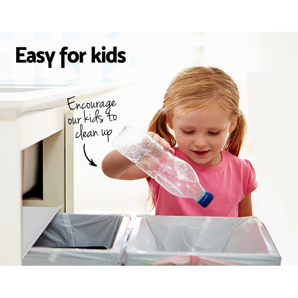 Cefito 2 × 15L Pull-Out Kitchen Bin – White