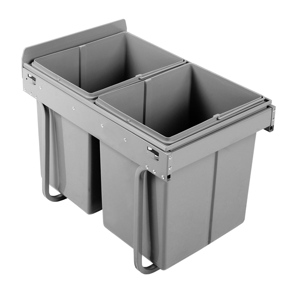 Cefito 2 × 20L Pull-Out Kitchen Bin – Grey