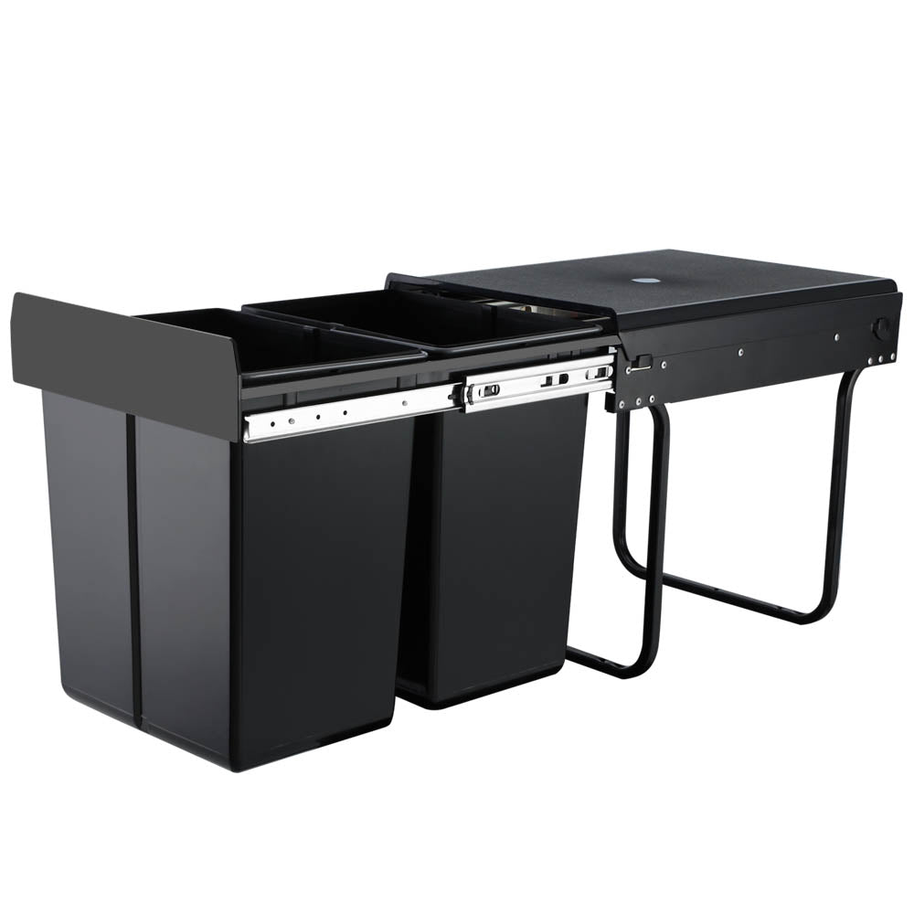 Cefito 2 × 20L Pull-Out Kitchen Bin – Black