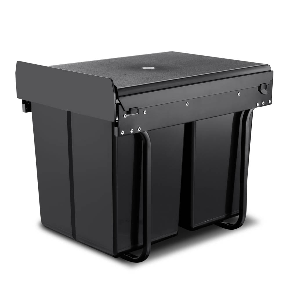 Cefito 2 × 20L Pull-Out Kitchen Bin – Black