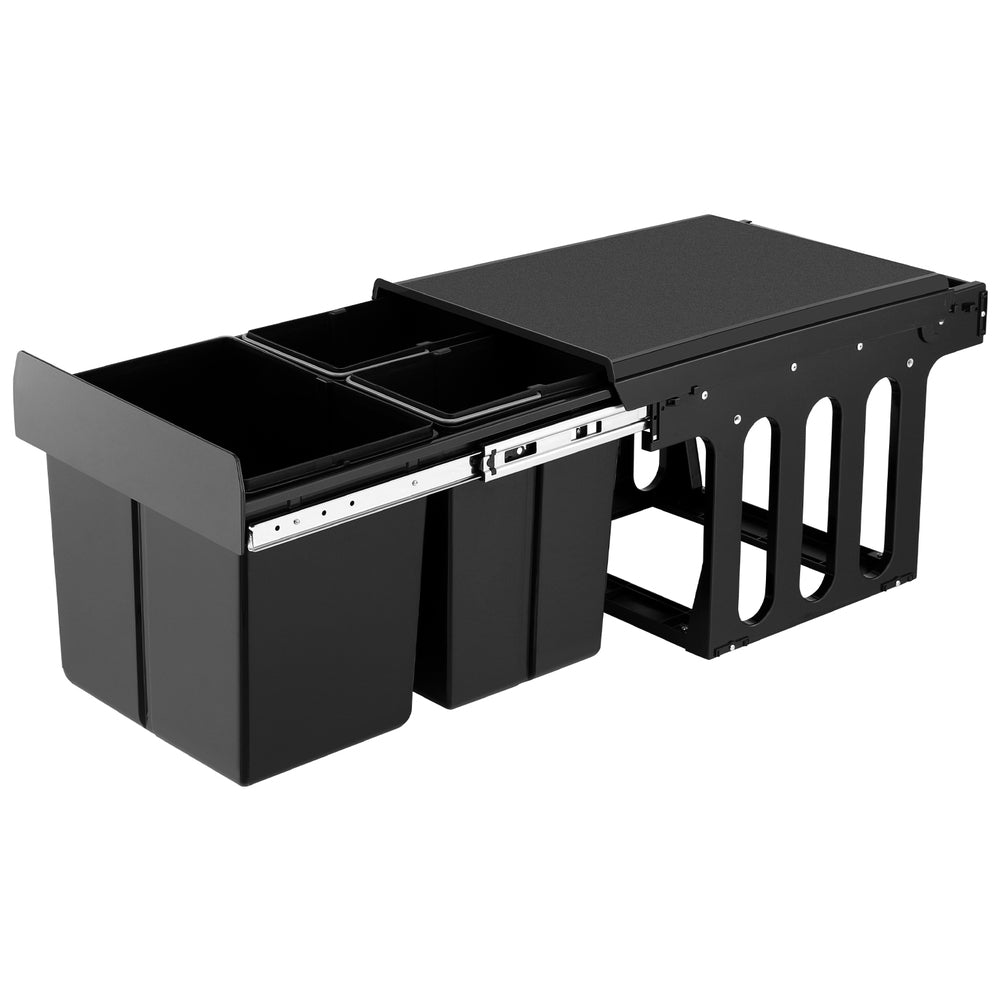 Cefito 31L Triple Pull-Out Kitchen Bin – Black