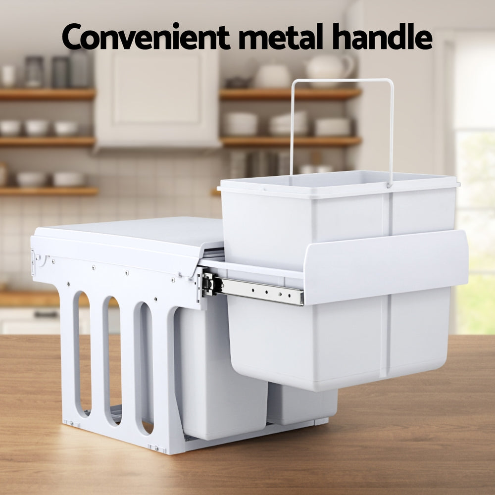 Cefito 31L Triple Pull-Out Kitchen Bin – White