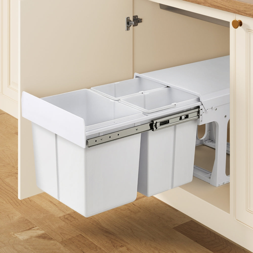 Cefito 31L Triple Pull-Out Kitchen Bin – White