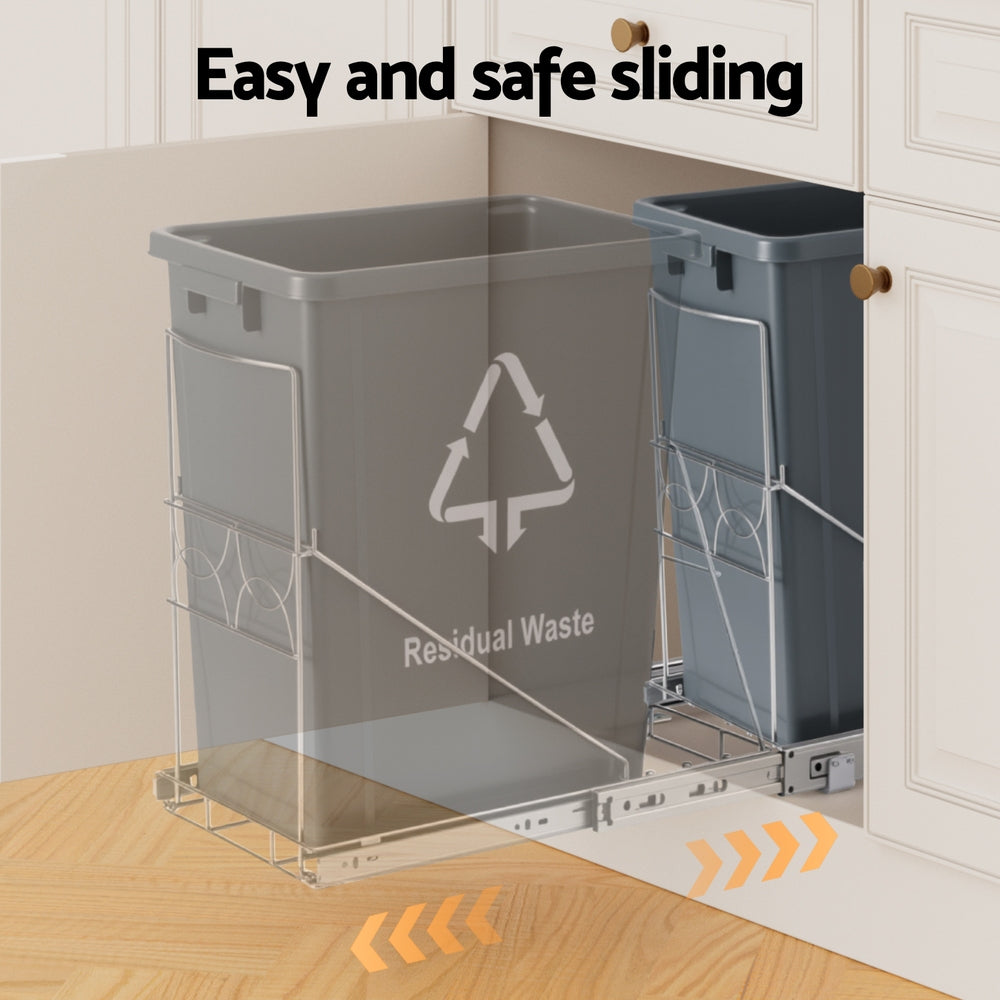 Cefito 40L Pull-Out Kitchen Bin – Grey