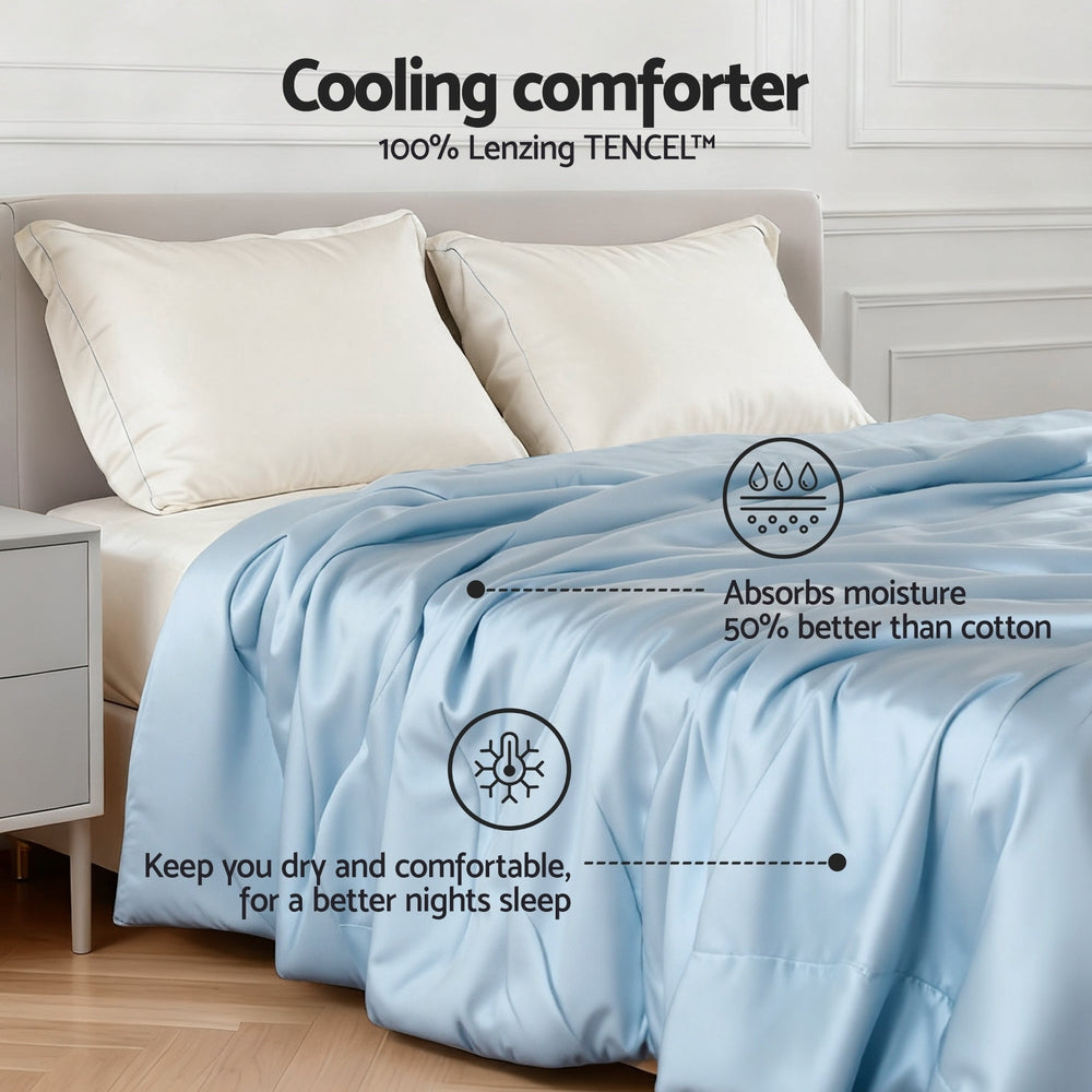 Giselle Bedding TENCEL™ Quilt – Blue, King, 200 GSM
