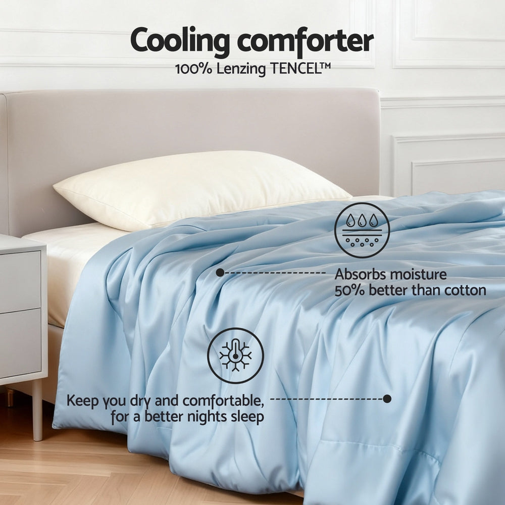 Giselle Bedding TENCEL™ Quilt – Blue, Single, 200 GSM