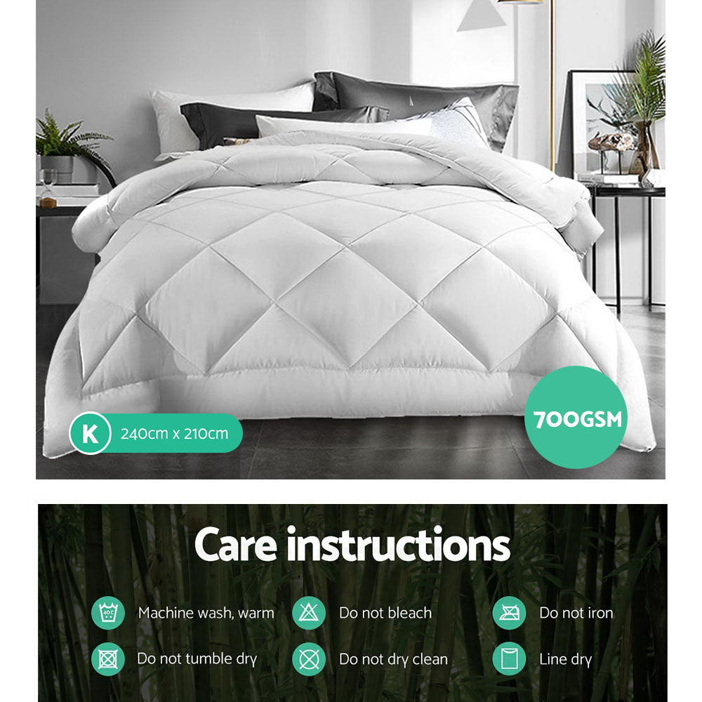 Giselle Bedding Bamboo and Hollow-Fibre Quilt – King, 700 GSM