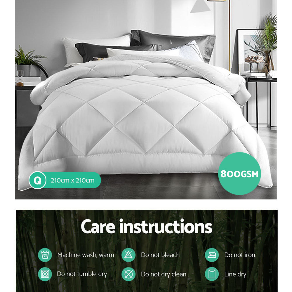 Giselle Bedding Bamboo and Hollow-Fibre Quilt – Queen, 800 GSM