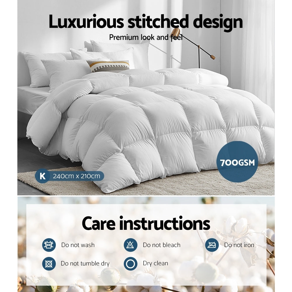Giselle Bedding Duck Feather and Down Quilt – King, 700 GSM