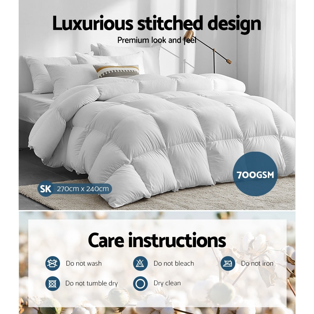 Giselle Bedding Duck Feather and Down Quilt – Super King, 700 GSM