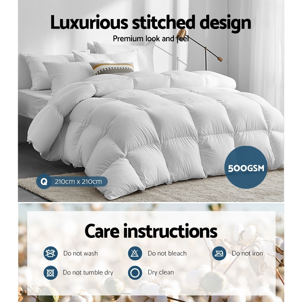 Giselle Bedding Duck Feather and Down Quilt – Queen, 500 GSM