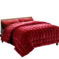 Giselle Bedding Faux Mink Quilt Set – Burgundy, Queen