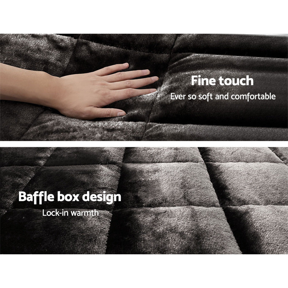 Giselle Bedding Faux Mink Quilt Set – Charcoal, Super King