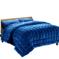Giselle Bedding Faux Mink Quilt Set – Navy blue, King