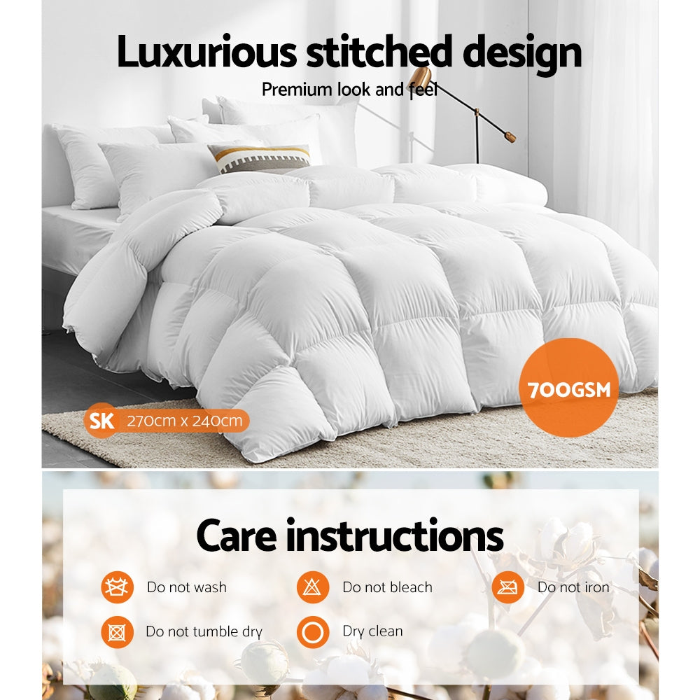 Giselle Bedding Goose Feather and Down Quilt – Super King, 700 GSM