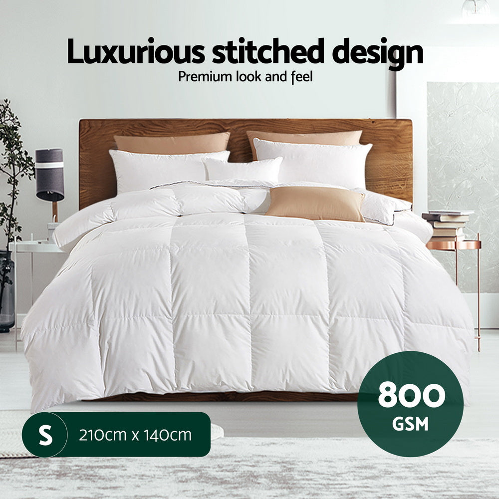 Giselle Bedding Goose Feather and Down Quilt – Single, 800 GSM