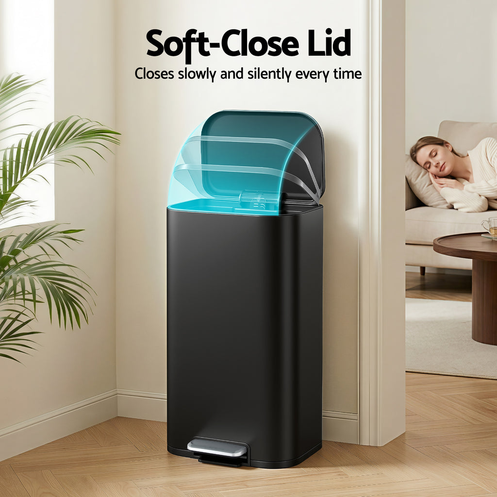 Cefito 40L Soft-Close Pedal Bin – Black
