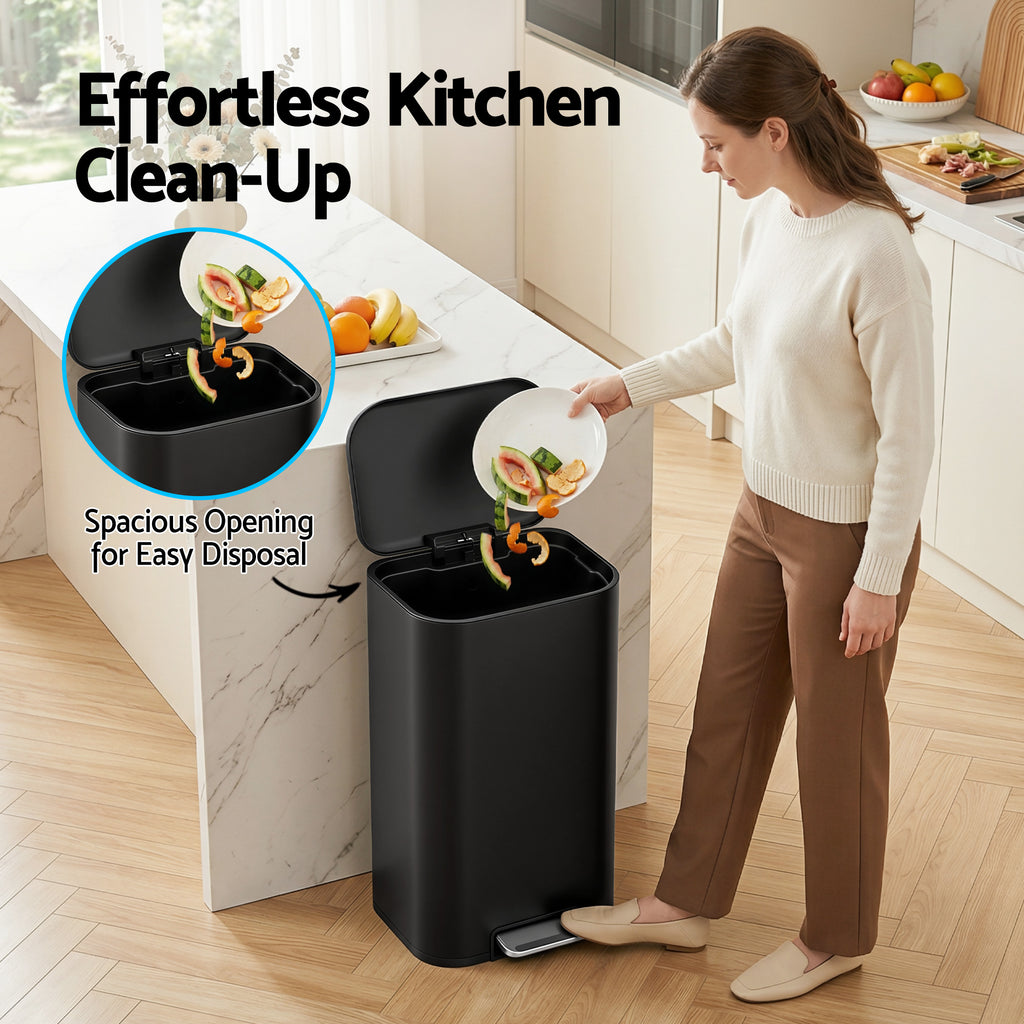 Cefito 40L Soft-Close Pedal Bin – Black