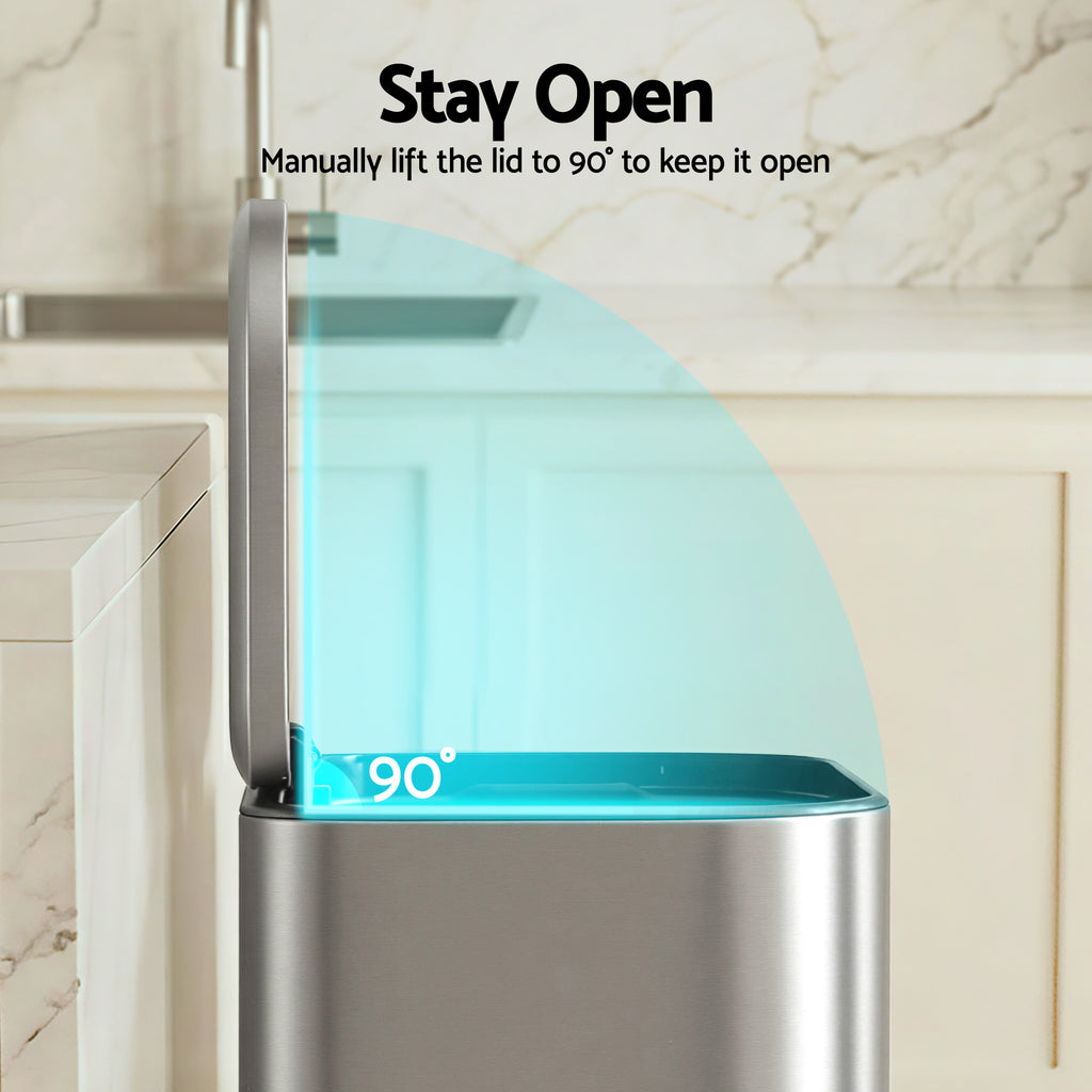 Cefito 40L Soft-Close Pedal Bin – Silver