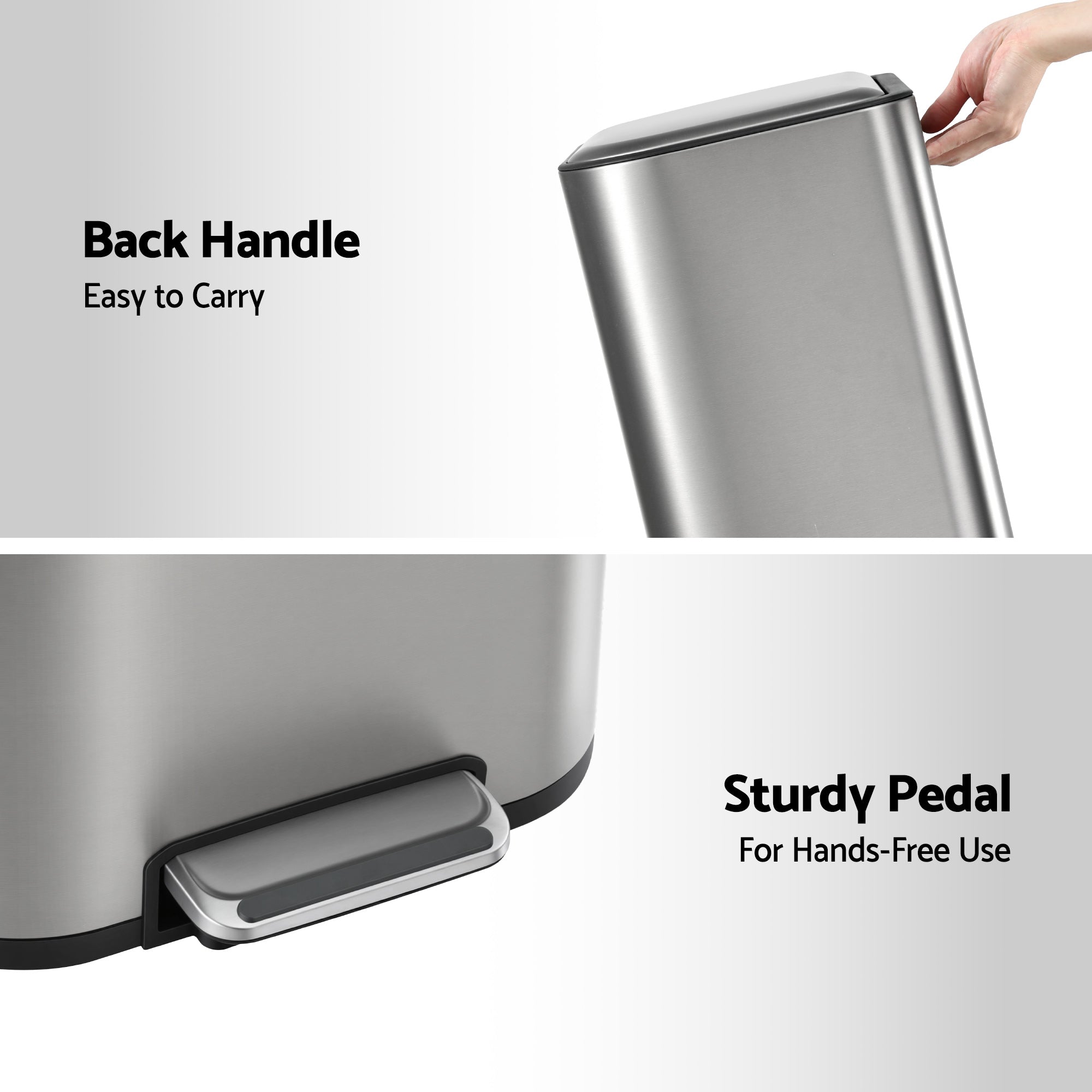 Cefito 40L Soft-Close Pedal Bin – Silver