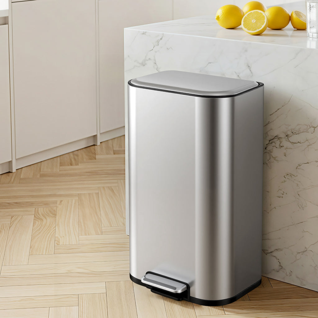 Cefito 40L Soft-Close Pedal Bin – Silver