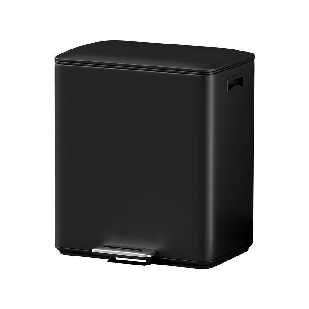 Cefito 40L Dual-Compartment Pedal Bin – Black