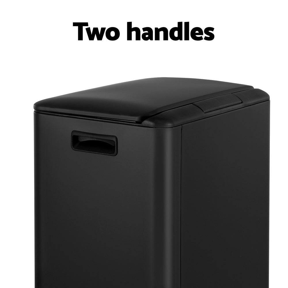 Cefito 40L Dual-Compartment Pedal Bin – Black