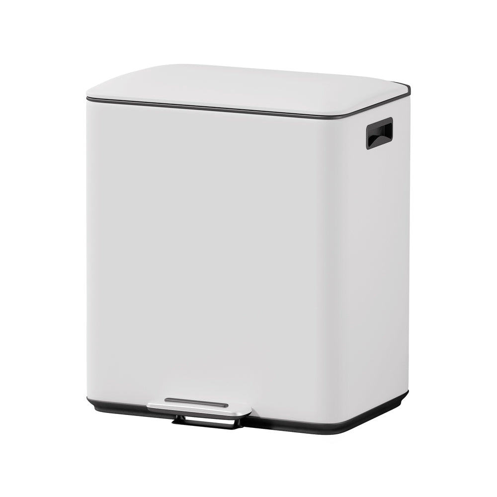 Cefito 40L Dual-Compartment Pedal Bin – White