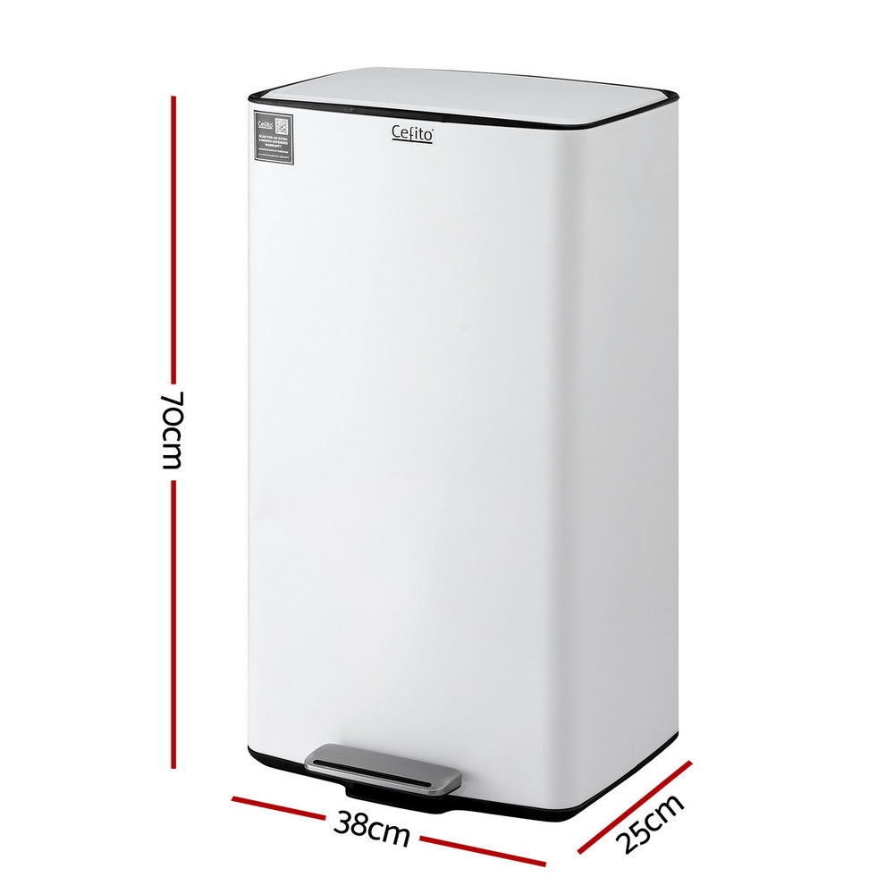 Cefito 40L Pedal Bin – White