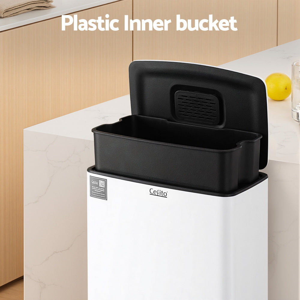 Cefito 40L Pedal Bin – White