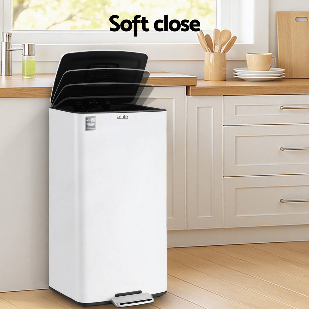 Cefito 40L Pedal Bin – White