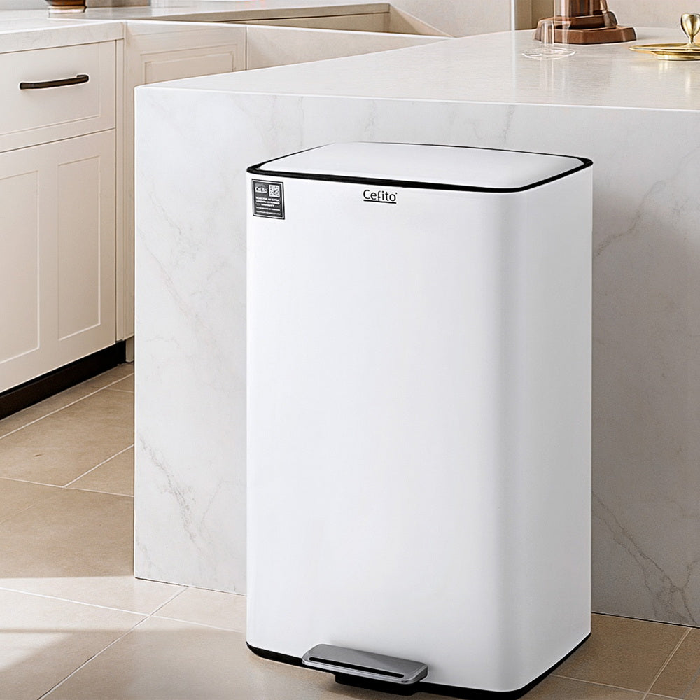 Cefito 40L Pedal Bin – White
