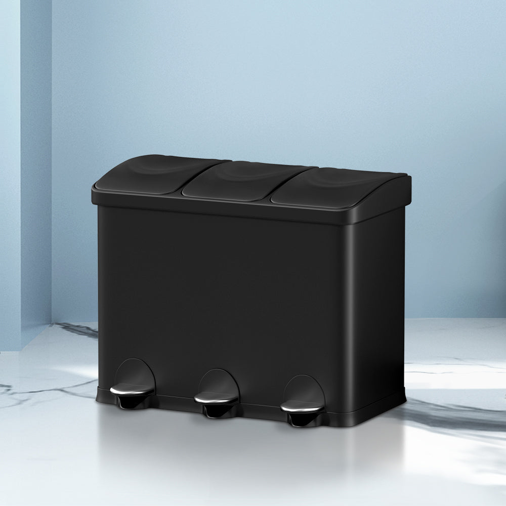 Cefito 45L Triple-Compartment Pedal Bin