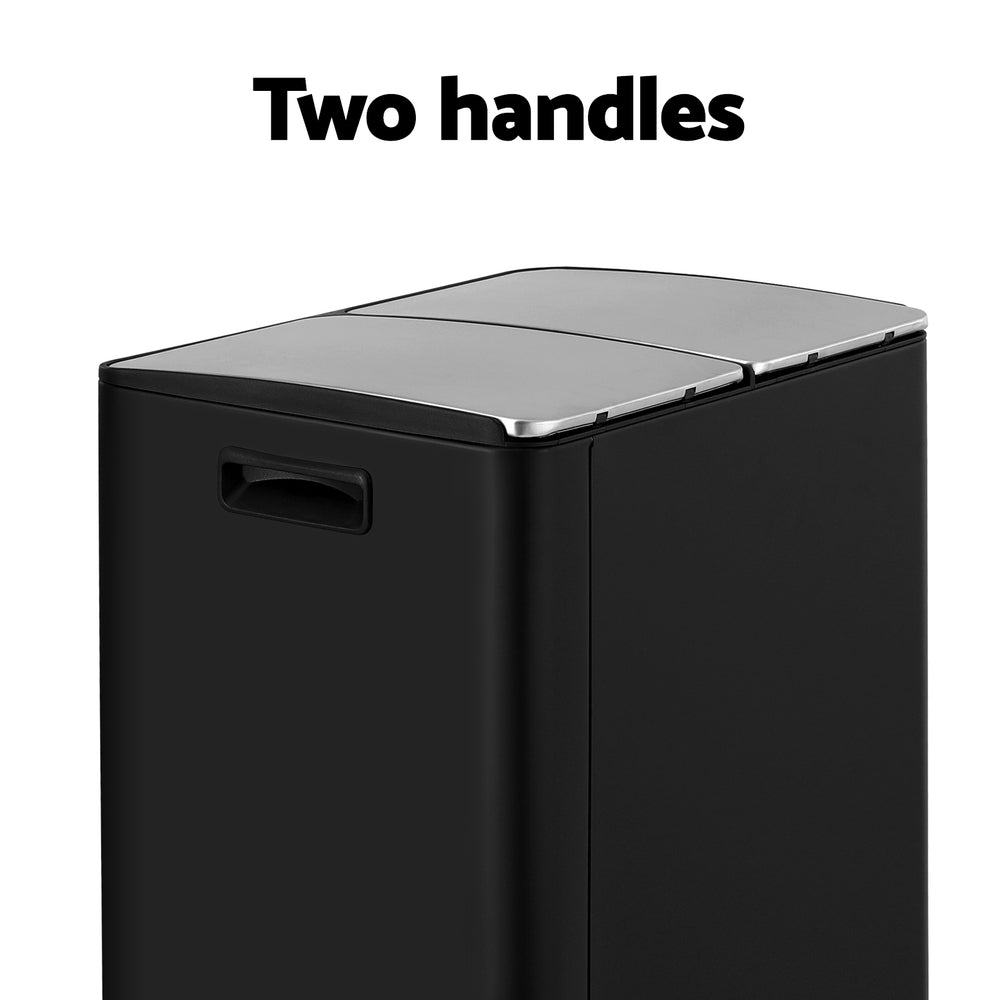 Cefito 60L Dual-Compartment Pedal Bin – Black