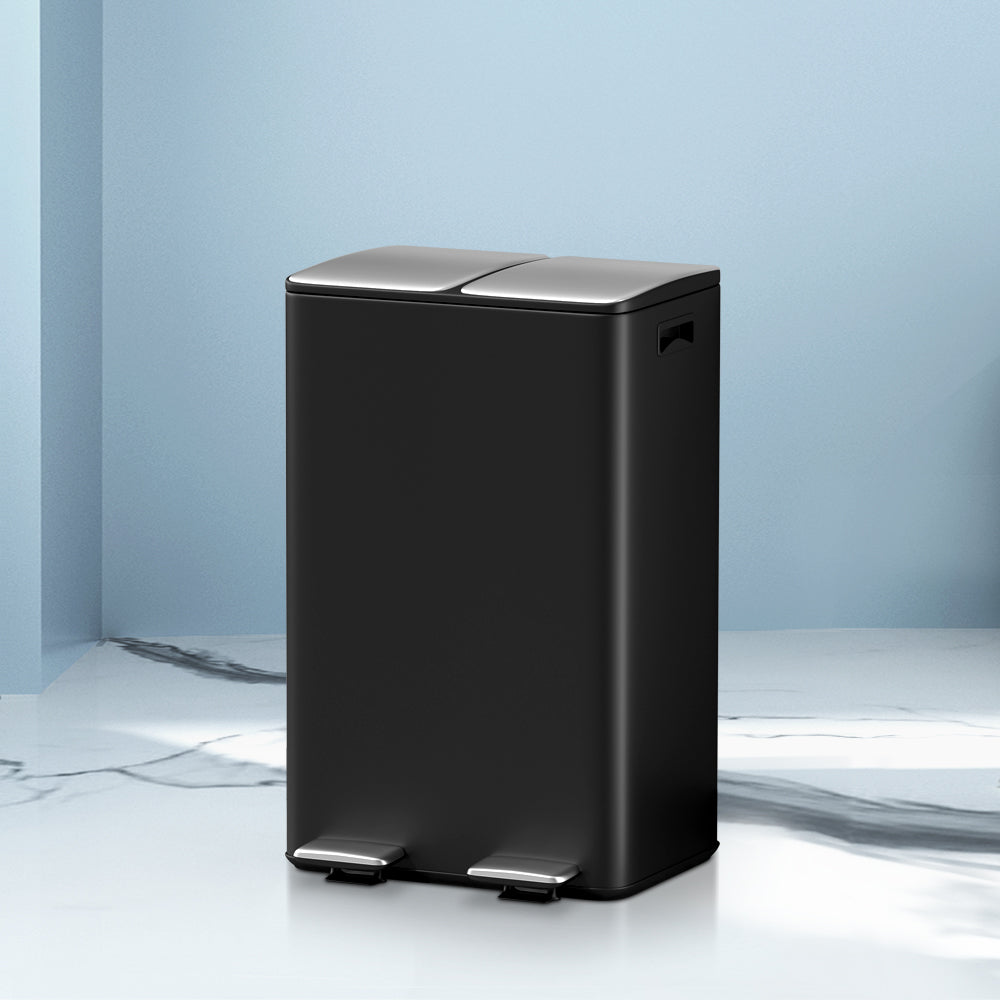 Cefito 60L Dual-Compartment Pedal Bin – Black