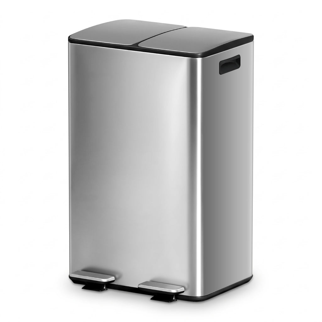Cefito 60L Dual-Compartment Pedal Bin – Silver