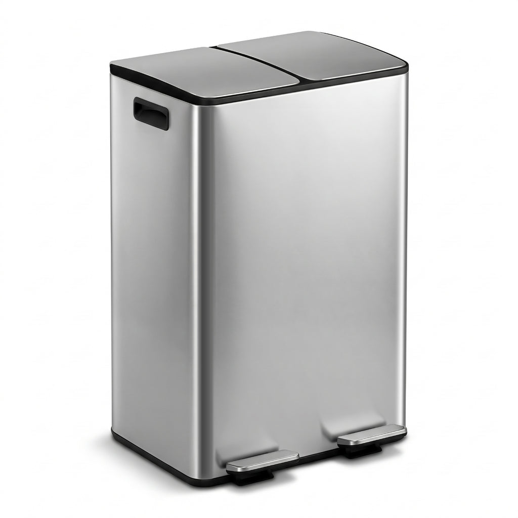 Cefito 60L Dual-Compartment Pedal Bin – Silver