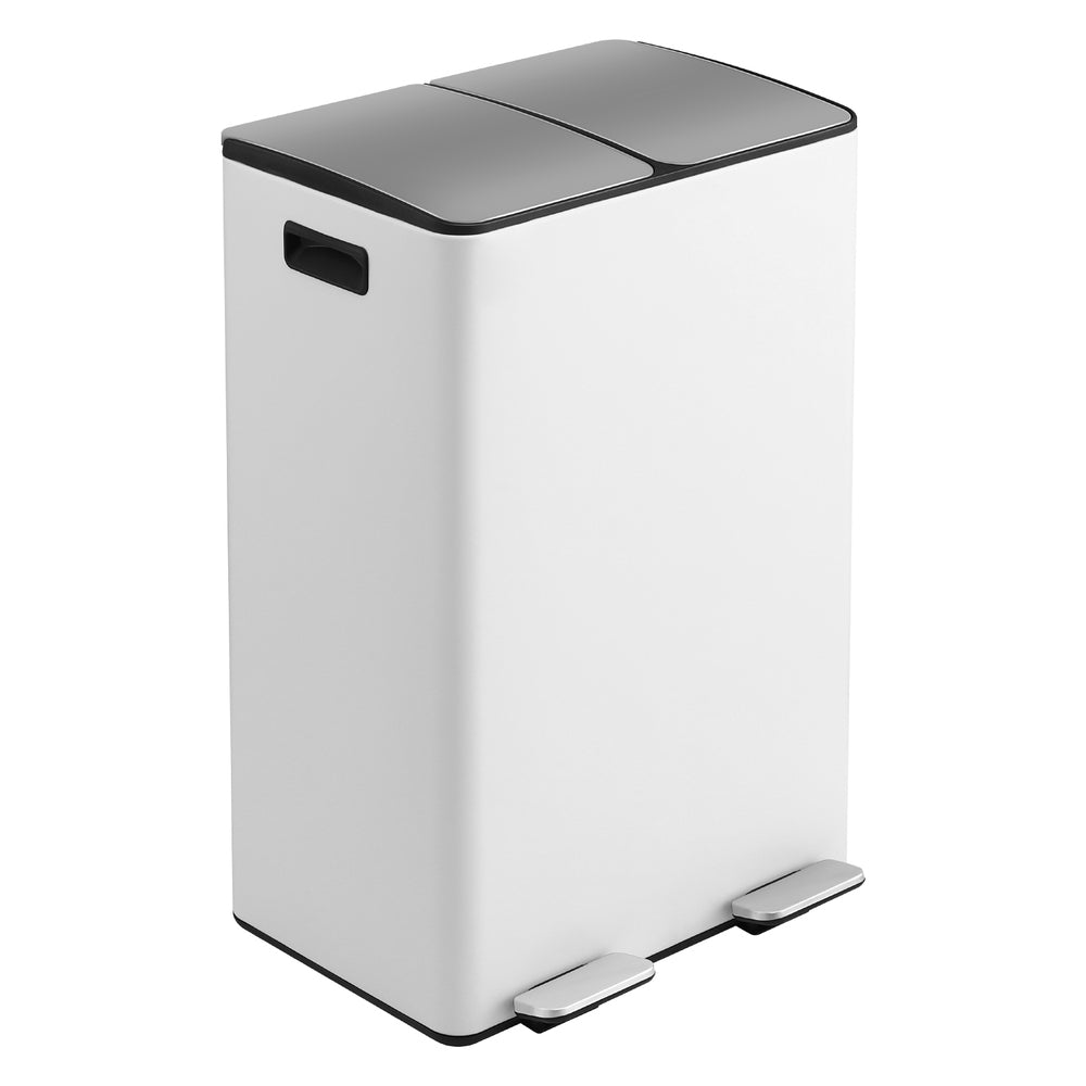Cefito 60L Dual-Compartment Pedal Bin – White