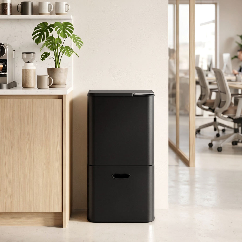 Cefito 63L Three-Compartment Bin – Black