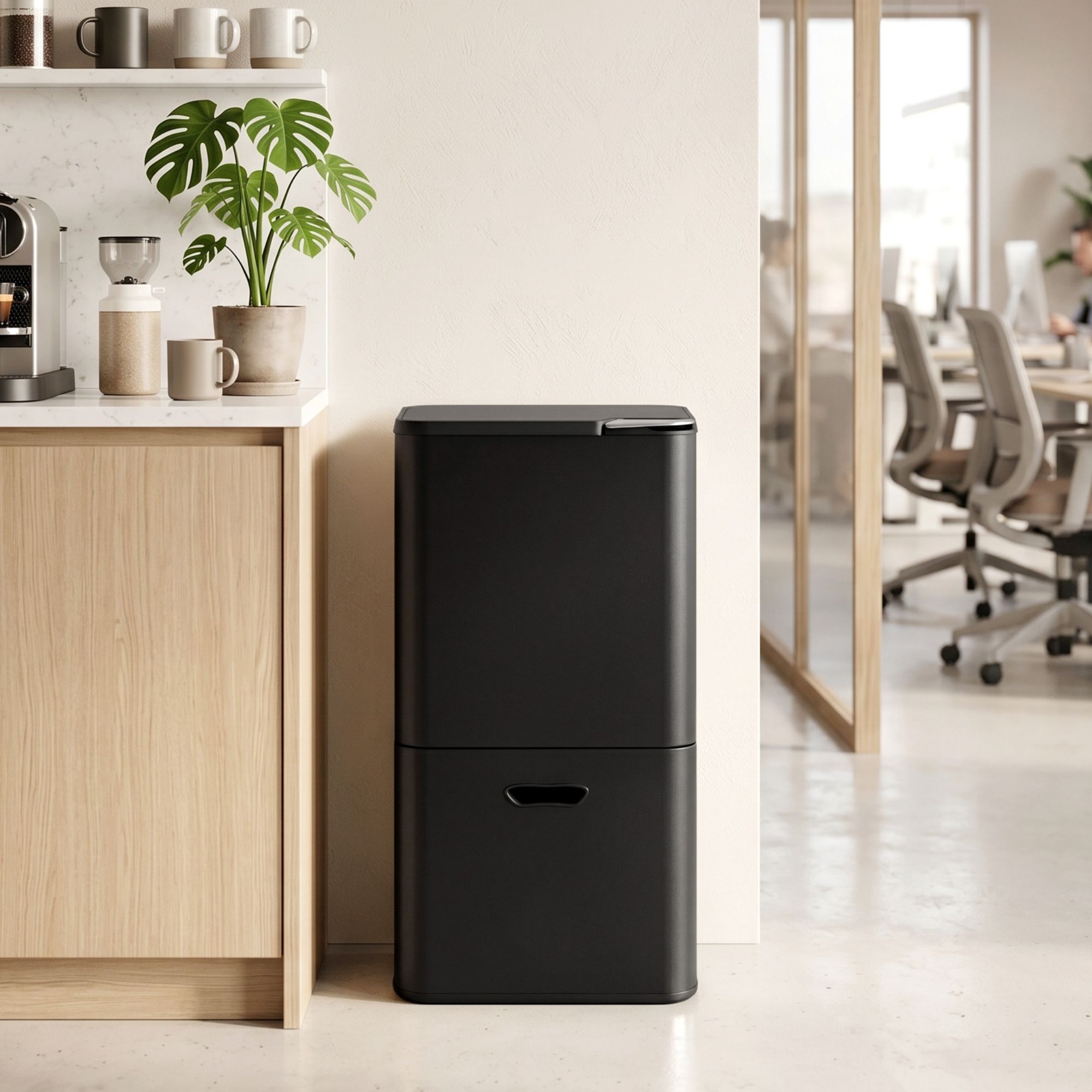 Cefito 63L Three-Compartment Bin – Black